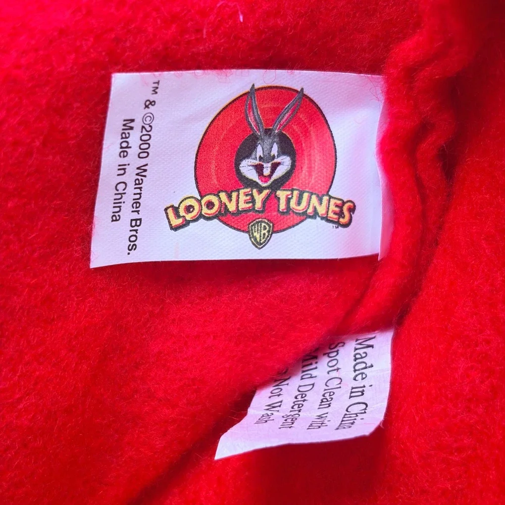 VTG 2000 Looney Tunes Taz Felt Christmas Stocking Tasmanian Devil Santa Hat RARE